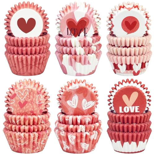 Gcardist Mini-Muffinförmchen Cupcake-Becher 300 Stück Rosa Valentinstag Lebensmittelqualität Verlauf-Design Muffinpapier Backförmchen Cupcake-Hüllen (Kleine Größe)