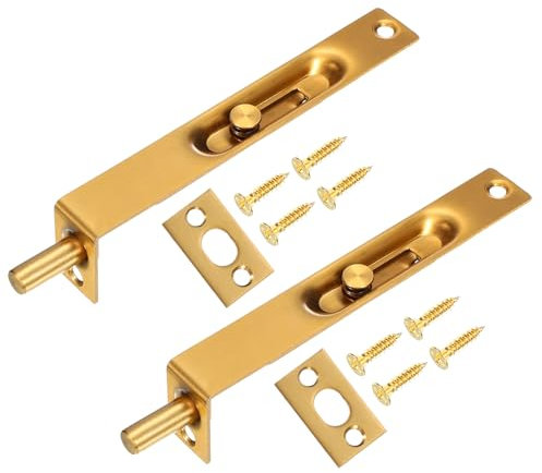 sourcing map Bullone a filo 15,2 x 2,2 cm, 2 pezzi, in ottone massiccio, per porta a scomparsa a doppia porta, in acciaio inossidabile, per porte scorrevoli in legno, armadietti, armadietti, colore