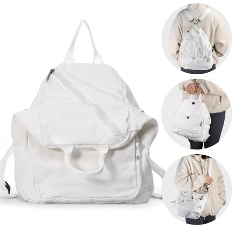Damen Segeltuch Umhängetasche,Vintage Hobo Rucksack für Arbeit Schule Reisen Reisen Einkaufen,Kleine Messenger Bag Satchel Bag Sling Bag,Retro (Weiß)