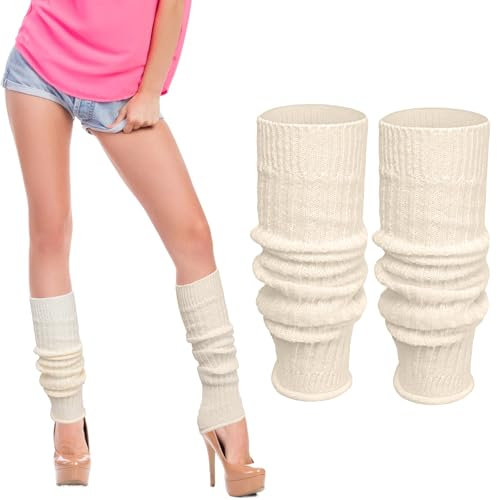 GOZINA Warme Leg Warmers, Stulpen für Damen, Elastische Beinstulpen Damen (Cremiges Gelb, eine Größe)