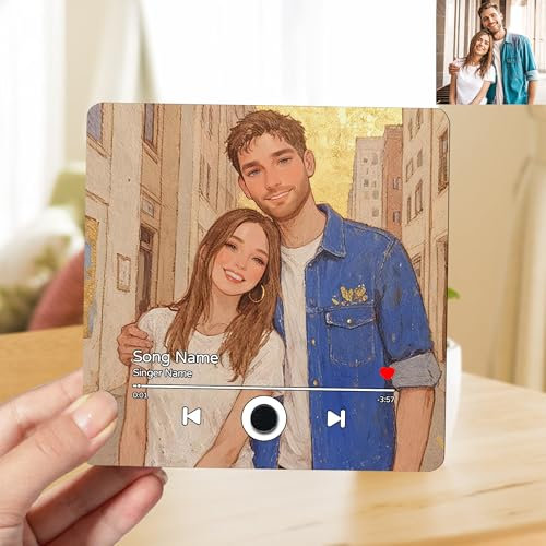 Personalised Music Fridge Magnets Can Play Songs Gifts,Custom Photo Music Fridge Magnet Song Album Cover, Plays Music Refrigerator Magnet,Christmas Valentine's Day Music Fridge Magnets (style12)