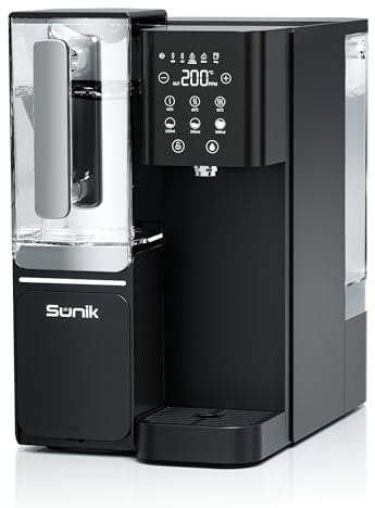 Sunik Auftisch Osmoseanlage NC100-H Wasserfilter | Heißwasserfunktion (bis 100°C), Umkehrosmoseanlage mit Tank - Keine Installation, 5-Stufen Filtration, TDS-Anzeige, UV-Desinfektion & Kalkschutz