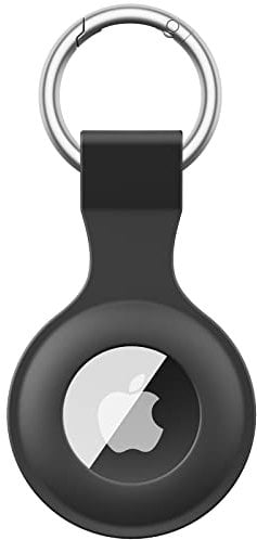 Wanme Hülle für Apple AirTag Anhänger mit Schlüsselanhänger, AirTags Silikon Tragbar Keyring Abdeckung, Schutzhülle für Apple AirTag Case Tracker (Schwarz)