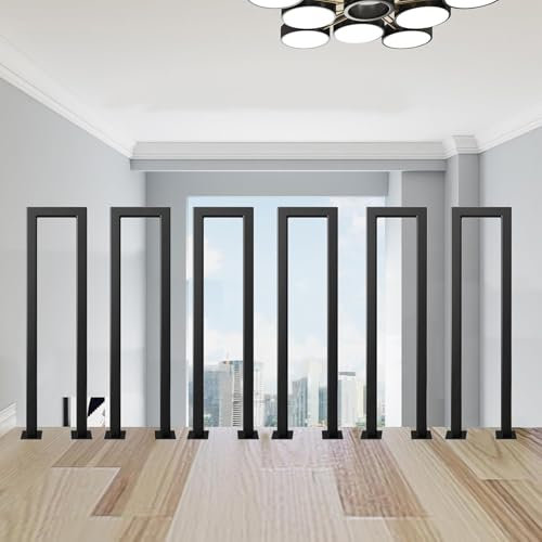 Schwarzes verzinktes Eisen, U-förmiges Vierkantrohr, Treppenhaus, moderne Sicherheitsleitung für Bodentreppen (55 cm)