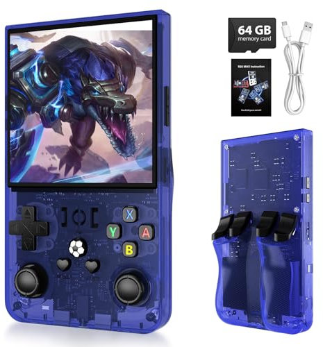 xiskt Portable Handheld Video Games mit 64 GB internem Speicher und 18.000+ klassischen Spielen, tragbare Videospielkonsole mit Linux-System, 4,0-Zoll-IPS-Bildschirm, 4000-mAh-Akku