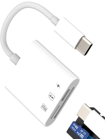 Kartenleser USB C SD (3-in-1) Typ C Ladekabel Adapter Micro SD Card Reader für iPhone 16 15 Pro Max Digitalkamera TF Speicher Fotos Stick für Apple MacBook für iPad kompatibel mit Samsung