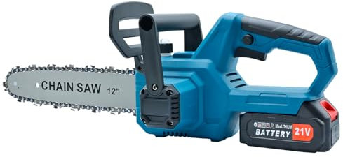 BIAOQINBO Kettensäge mit Akku, 12 Zoll 21v Elektrische Akku Kettensäge Tragbare mit Bürstenlosem Motor für Schneiden von Ästen Bäume Gartenarbeiten Wälder(Blau)