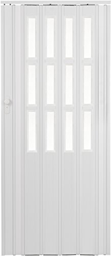 Falttür Schiebetür weiss farben mit Schloss 2 x Schlüssel und Fenster Höhe 203 cm Einbaubreite Türbreite bis 85 cm Doppelwandprofil Neu