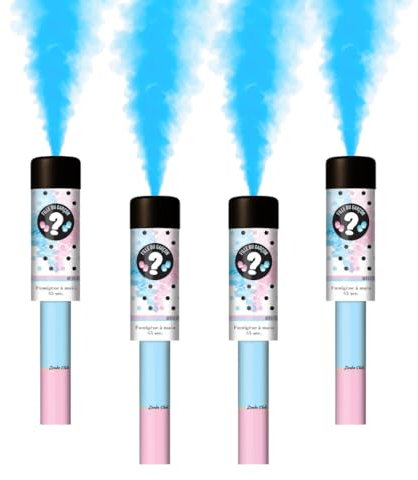 Zenda Club - Juego de 4 humos de humo azul a mano para Gender Reveal – Baby Shower Boy – 45s de humo – Disparo de mecha – Envío gratuito en 48H