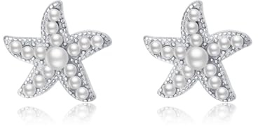 SLUYNZ 925 Sterling Silber Perlen Seestern Ohrstecker für Damen Frauen Strand Ohrringe Ohrstecker
