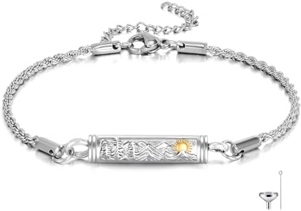 ZADIUA Urnen Armband für Asche für Damen und Herren 925er Sterlingsilber Feuerbestattung Schmuck Berg-Gedenkarmband Andenkengeschenk zum Verlust eines geliebten Menschen