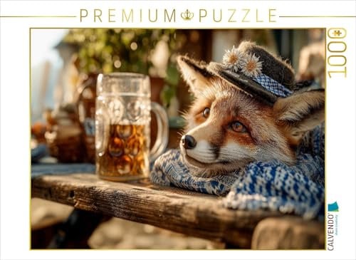 Puzzle · Drôle de Renard avec Un Chapeau Traditionnel et Une chope à Table | Puzzle animalier avec renard en costume traditionnel bavarois… · 1000 pièces · Format assemblé 64 × 48 cm · CALVENDO Puzzle