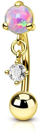 Agrewd Rook Piercing Schmuck Opal Gold Augenbrauen Piercing 16G Innengewinde Helix Knorpel Ohrring Schmuck 316l Edelstahl Tragus Daith Curved Barbell Augenbrauenpiercing für Frauen 8mm