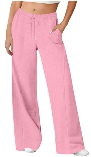 Pantalon Sport Femme, Taille Elastique avec Poche Pantalon Jogging Décontracté Hiver Large Training Running Pantalons Survetement