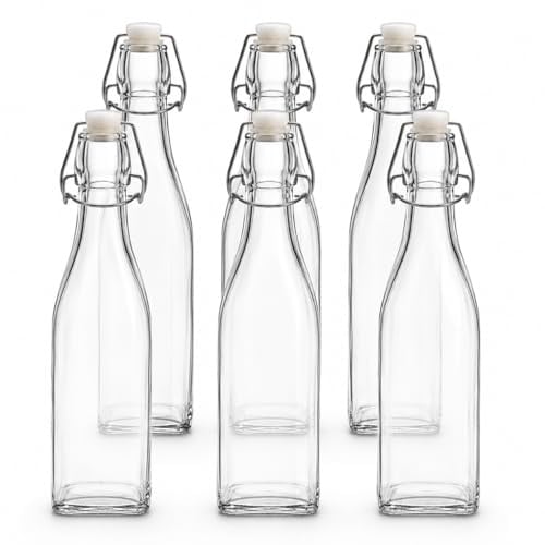 500ml Glass Bottles with Stoppers, 6 Pack Clip Top Preserve Bottles