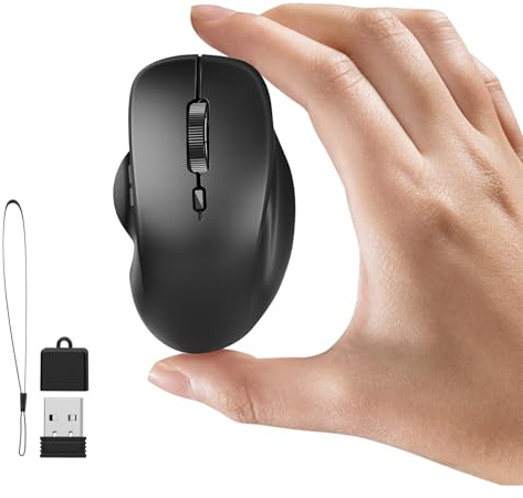 Uiosmuph Mini Bluetooth Mouse, Rechargeable Wireless Mice for Laptop, Black