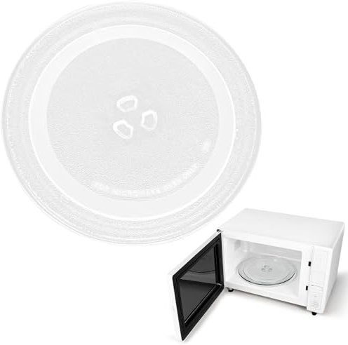 Leyrens Mikrowellenteller Glas 24.5 cm, Glasteller Drehteller Ersatzteller Glasdrehteller, Ersatz Drehteller Y-Förmiger mit 3 integrierten Haltepunkten für Mikrowelle mit Rundem Ständer