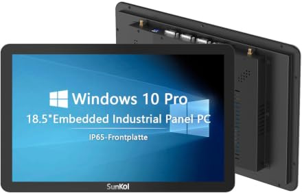 SunKol 18,5 Industrie Panel PC Embedded IP65 Kapazitiver Touchscreen HMI | All-in-One Industrie PC,1920×1080 FHD,I7-7500U,ohne RAM/SSD/Betriebssystem,VESA,LAN/USB/RS232/RS485,Industrieautomation