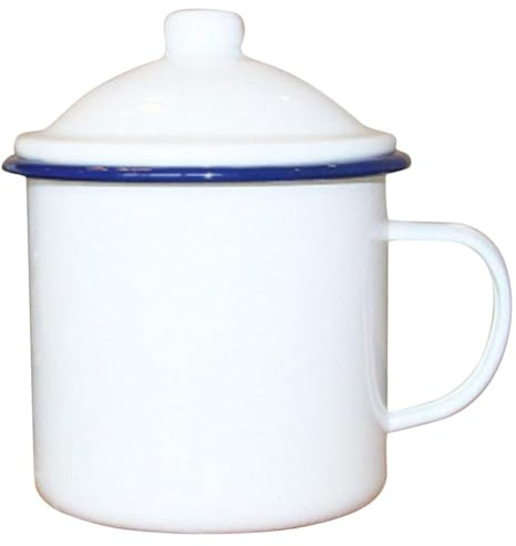 HOODANCOS Tasse Émaillée Épaisse Blanche 450 Ml, Mug Café Vintage Portable pour Camping et Sorties Nature