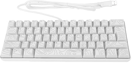 RASTKY Clavier de Jeu RVB 61 Touches – Conception 60% Hanicale avec Rétroéclairage RVB, I-Ghostinghnology, Fonctionnalités Omiques et USB WiredtivityC Gaming Andping (White)