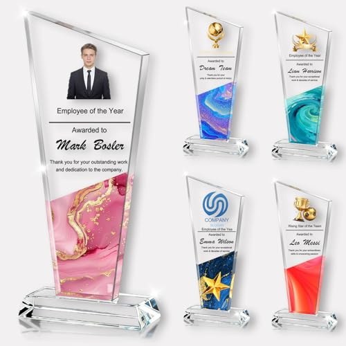 Trophée personnalisé en acrylique personnalisé avec texte logo photo, impression couleur UV Trophées en acrylique pour événements sportifs d'entreprise, événements académiques, cadeaux de remerciement