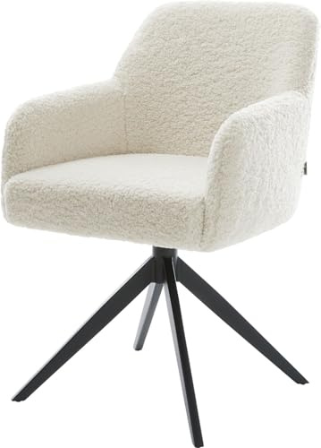 DELIFE Esszimmerstuhl Greg-Flex Kreuzgestell breit Schwarz Teddystoff Beige