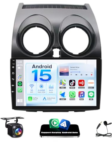 JAWSEU Android 15 4GB+64GB Autoradio per Nissan Qashqai J10 2006-2016 9 Pollici Schermo Tattile Supporto Wireless Carplay Android Auto GPS Navigatore WiFi 5G Bluetooth 5.0 HiFi FM