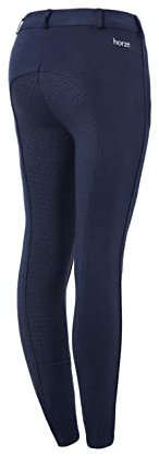 HORZE Kinder Reithose Active, Vollbesatz Reithose Mädchen mit Silikon, Blau, 150