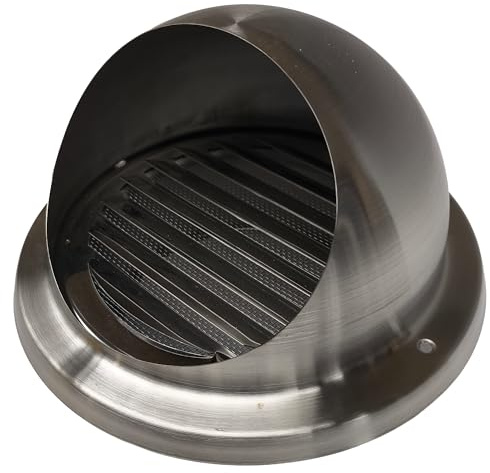 VIOKS 185x185mm Abluft Haube Lufthaube Aussengitter Anschluss 125mm | Lüftung Aussenhaube mit Lamellen und Insektenschutz für Dunstabzugshaube Klimagerät oder Trockner