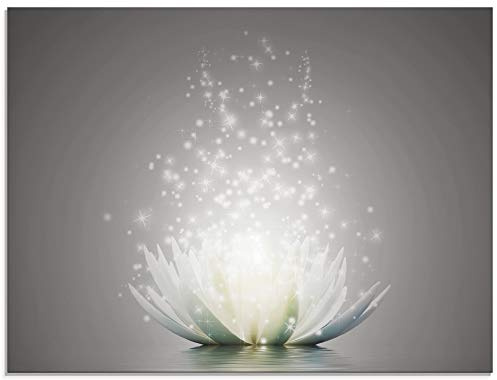 ARTland Wanddeko Glasbilder Wandbild Glas Bild einteilig 80x60 cm Querformat Blumen Lotusblume Blüte Natur Seerose Abstrakt Kunst S7FD