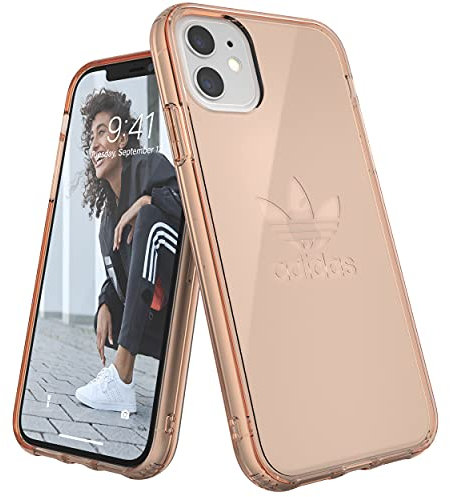 adidas Originals Compatible with iPhone 11 Case, Large Logo Print Transparent Protective Mobile Phone Case – Rose Gold