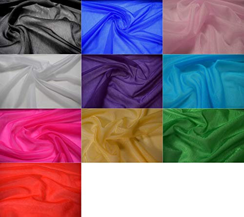 Fabrics-City REINWEIß Stretch FEIN Netz Stoff Glitzer Netzstoff LOCHFILET Stoffe, 5075(Reinweiß)