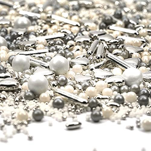 Streusel New York Mix weiss silber Weihnachten 90g von STREUSEL GLÜCK Sprinkles Zuckerstreusel perfekt für Silvester Plätzchen Torte Kuchen Cupcakes Muffins Cakepops
