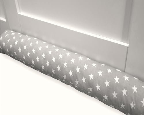 Bebeloo Zugluftstopper Durchzugstopper Windstopper für Türen und Fenster Luftzugstopper für Tür Türschlange Türrolle Baumwollstoff (Sternchen Grau, 100 cm)