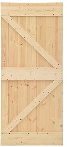 vidaXL Kiefernholz Massiv Schiebetür mit Beschlag Schiebetürsystem Holztür Schiebetürbeschlag Holzschiebetür Tür Laufschiene 80x210cm