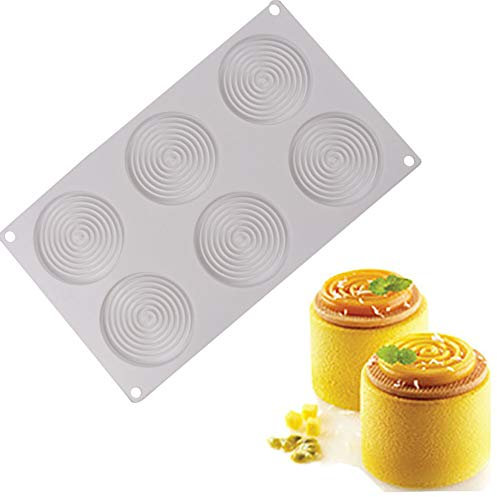 XLZSP 6 Cavity Mosquito Coil Shaped Non-Stick Silicone Molds 3D Spiral French Dessert Mousse Cake Mould DIY Cake Tool