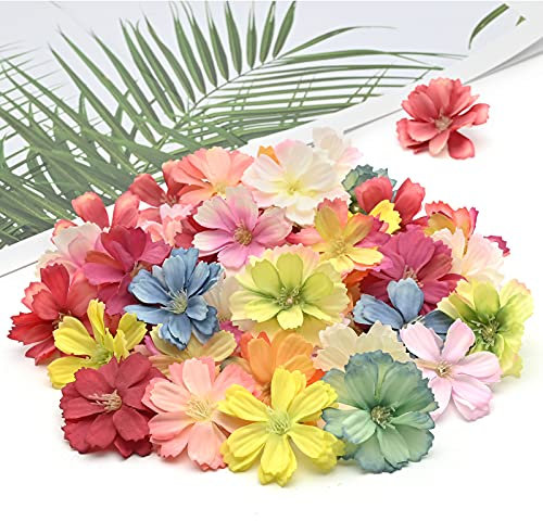 Yibang Künstliche Blume, Fake Blumenköpfe Bunt Kunstblumen Seide Blütenköpfe Deko für Hausgarten Hochzeit Feste Partei Haus DIY Basteln Scrapbooking (Mehrfarbig 4,5cm)