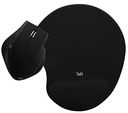 T'nB Ergonomic - Pack Souris sans Fil avec Tapis de Souris - Noir
