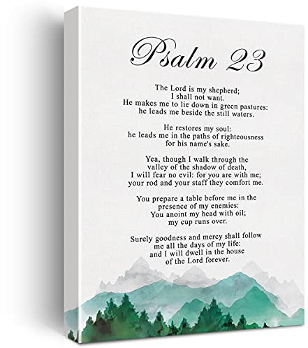 JerLoe Christliche Leinwand-Wandkunst, Psalm 23, der Herr ist mein Schäferhund, Leinwanddruck, positive Schrift, Leinwandbild, Gemälde, Zuhause, Schlafzimmer, Wanddekoration, gerahmt, Taufgeschenk,