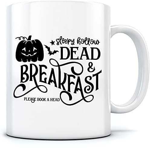 HotScamp Dead and Breakfast - Mug for Tea Coffee - Halloween Horror Spooky Trick or Treat One Size White