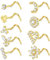 Zolure 18G Nose Stud Ring Stainless Steel Nose Stud with Moon Flower Heart CZ Screw Nose Rings for Women Nose Screw Piercing 9PCS - Gold