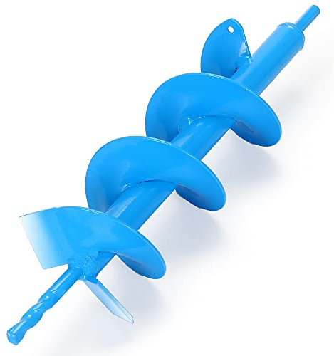16 x 4 Upgraded Auger Drill Bit with Sharp Thickended Blades and Tungsten Steel Cemented Carbide - Ice Augers for Ice Fishing Intensive Blades for Planting for 3/8 Hex Drive Drill