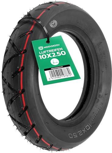 MOOVMOOV E-Scooter Reifen 10x2.50 - Kompatibel mit Elektrorollern, wie Dualtron, Inokim, Kaabo & Zero - Kombinierbar mit einem Schlauch - Extra viel Haftung - 10 Zoll Nylon Reifen