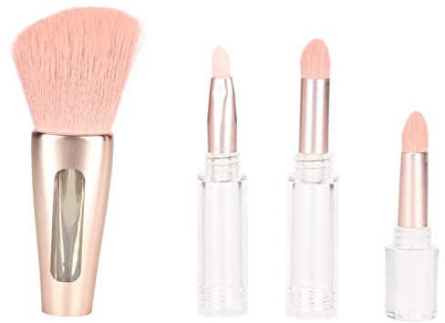 Pinceau de Maquillage 4 en 1, Pinceau de Fard à Paupières Portable et élégant, Pinceau de Mélange de Fond de Teint, Pinceau Cosmétique avec Manche Transparent, Pinceau de Maquillage Doux Adapté aux Fe