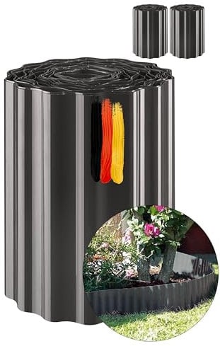Novatool Rasenkante Kunststoff 20 cm hoch I 2x9 Meter I Anthrazit I Beeteinfassung Gießrand Begrenzung Garten Beetumrandung Beeteingrenzung Rasenbegrenzung Rasenumrandungen Beetumrandungen
