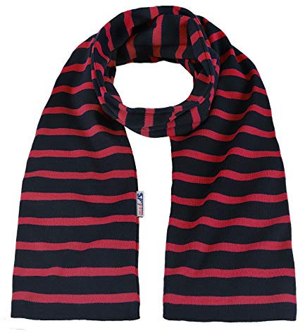 modAS Unisex Bretonischer Schal mit Streifen und uni verschieden Farben - Herrenschal Damenschal Kinderschal 20x160 cm in Blau-Rot