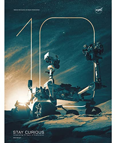 Artery8 Poster zum 10. Jahrestag des Marsrovers der NASA Curiosity Ungerahmter extragroßer Druck