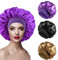 PAEFIU 3 Stück Seidenhaube zum Schlafen, Schlafhaube Seide Elastizität Satin Haarhaube für Die Nacht Weiche Bonnet Sleep Cap für Damen(Schwarz, Gold, Lila)