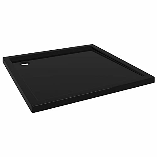 Tidyard Duschtasse Niedrige Schwelle Duschwanne Bad Brausewanne Brausetasse Duschbecken Dusche Wanne Bad Badezimmer Quadratisch Schwarz 90 x 90 x 4 cm (B x T x H) ABS, glasfaserverstärkt Schwarz
