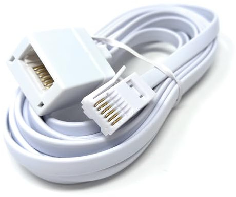 DRUT 3m BT Telephone Extension Cable Lead Wire, 6-pin Core (631a) BT Male to BT Female, Jack to Socket, Flat Cable for Home Office Phone 10ft